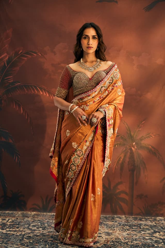Rust Tissue Saree